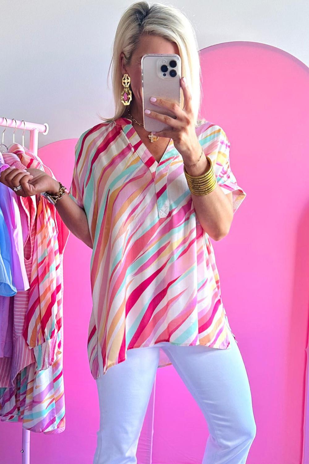 Blouses | Women Multicolour Abstract Print High Low Blouse