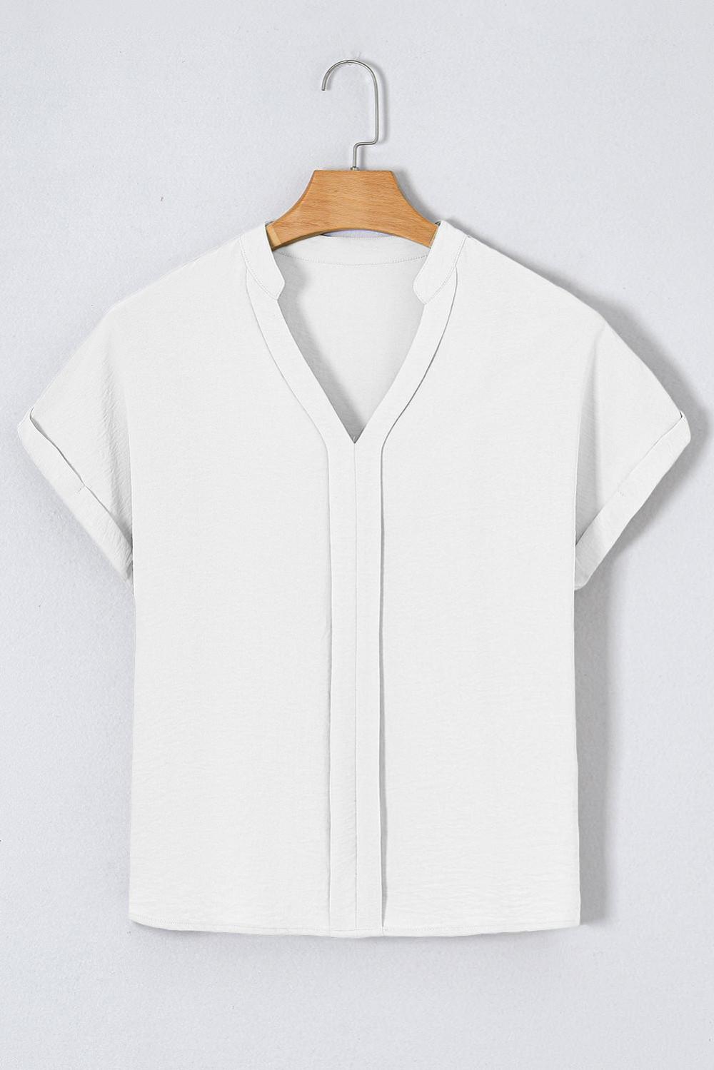 Blouses | Women White Notched Neck Batwing Sleeve Blouse