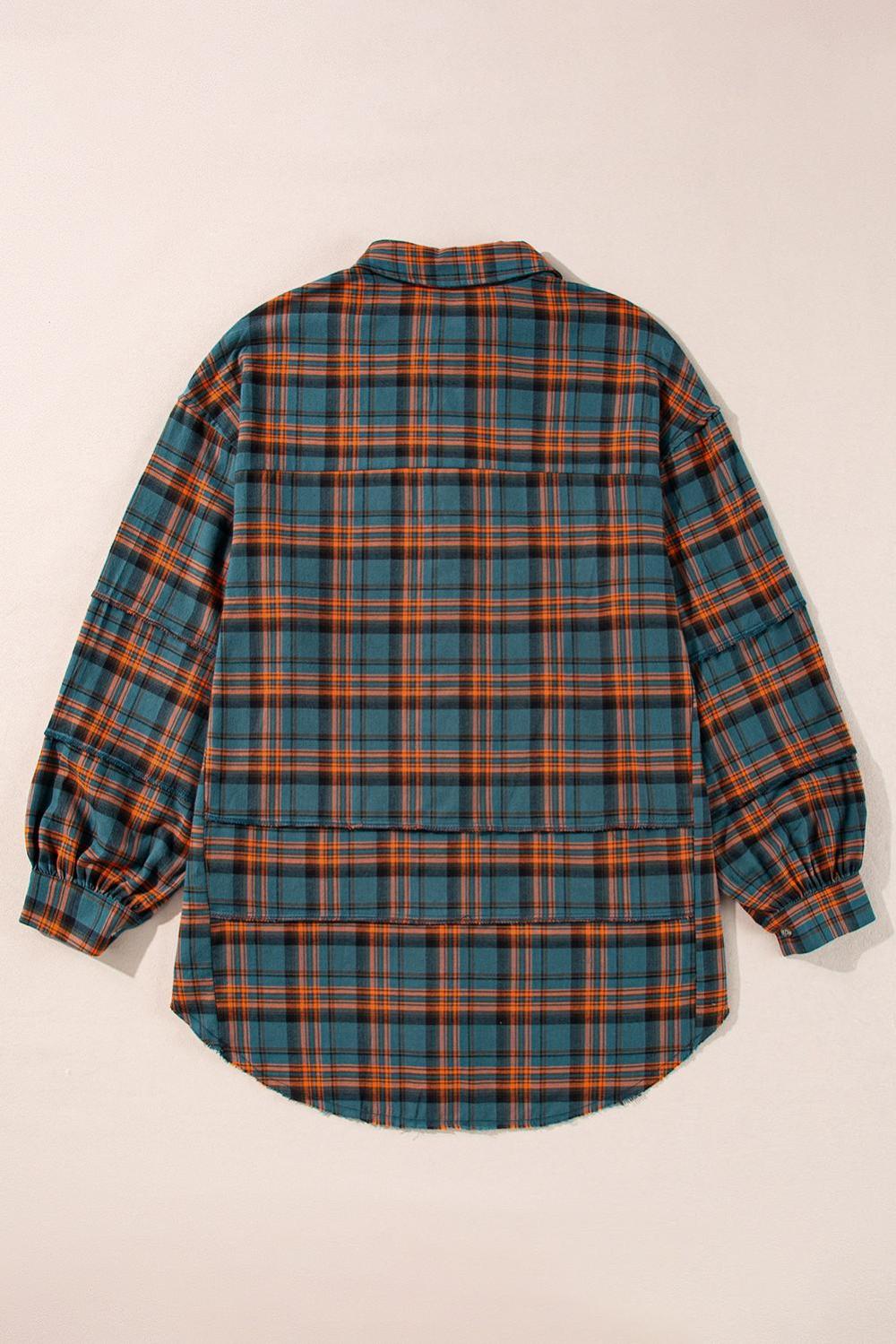 Long Sleeve Tops | Women Green Plaid Long Sleeve Collar Shirt