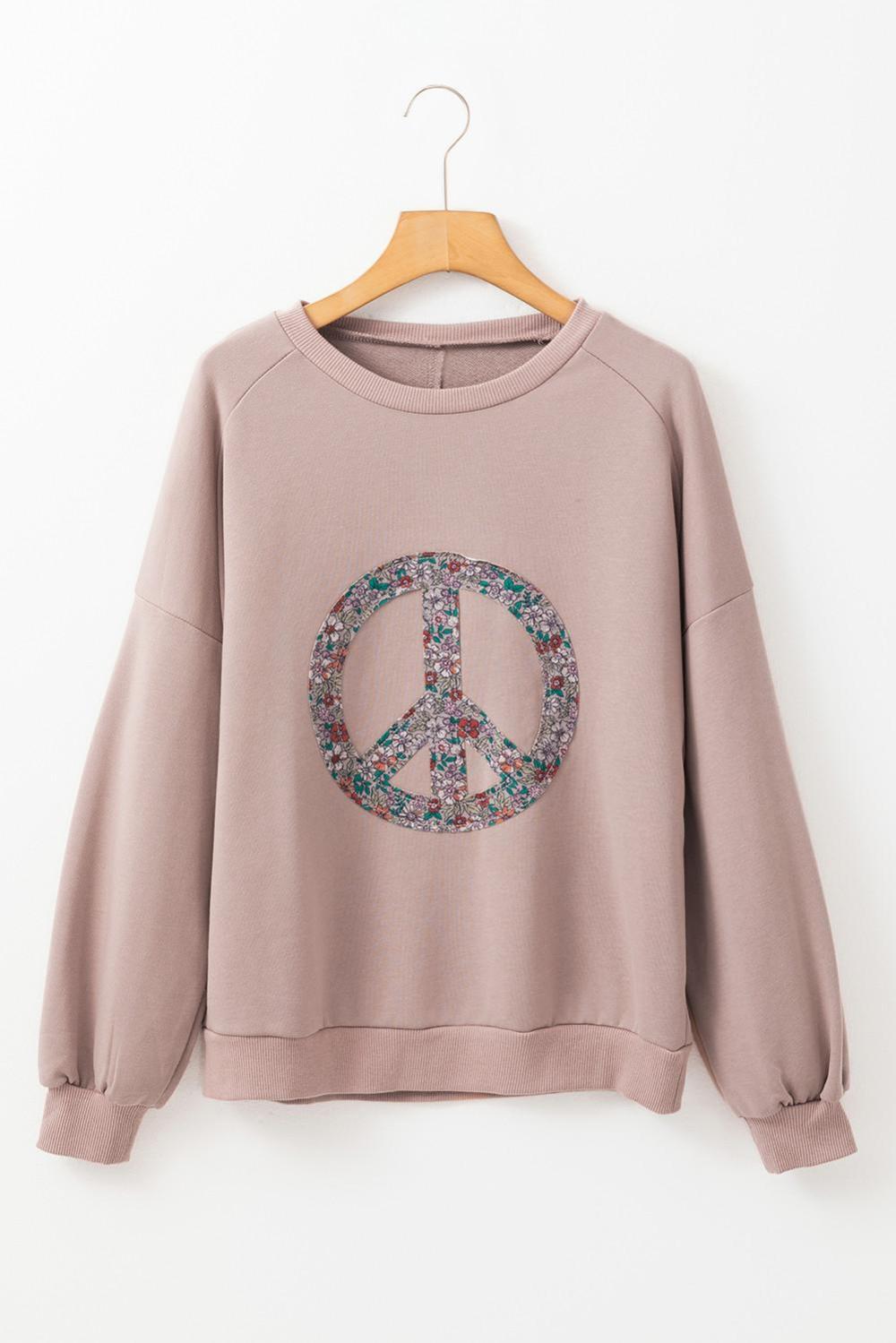 Sweatshirts & Hoodies | Women Goat Floral Peace Symbol Drop Shoulder Sweatshirt