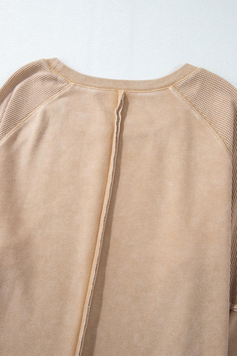 Sweatshirts & Hoodies | Women Light French Beige Patchwork Raglan Sleeve Exposed Seam Sweatshirt