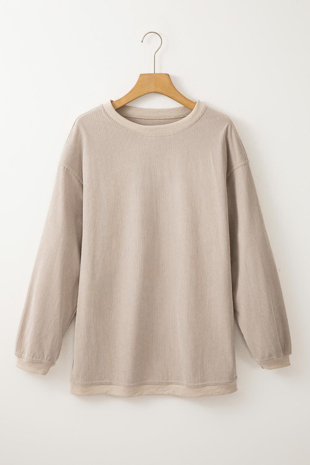 Sweatshirts & Hoodies | Women Smoke Gray Plain Drop Sleeve Crinkle Rib Oversized Sweatshirt