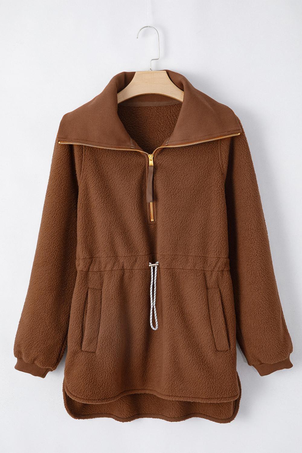 Sweatshirts & Hoodies | Women Straw Yellow Quarter Zip Fleece Pullover Sweatshirt