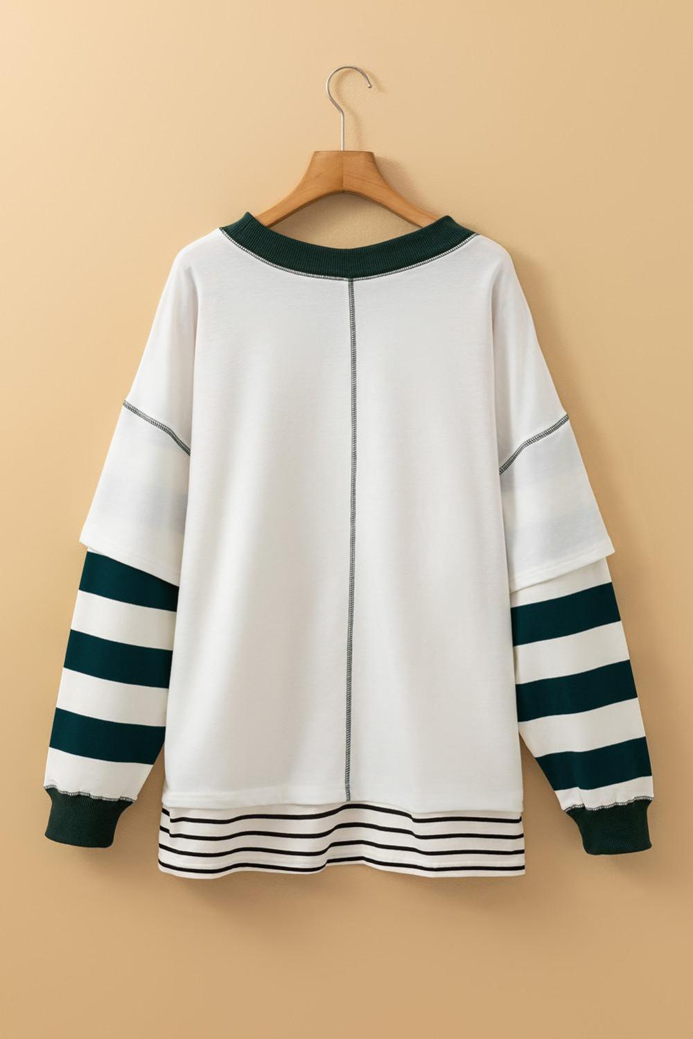 Sweatshirts & Hoodies | Women White Stripe Bowknot Pattern Contrast Trim Game Day Sweatshirt